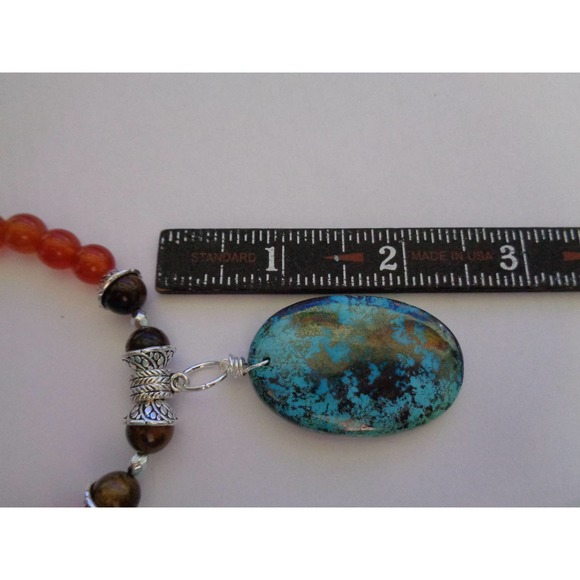 Carnelian, Azurite, Tiger Eye Necklace - Picture 9 of 10